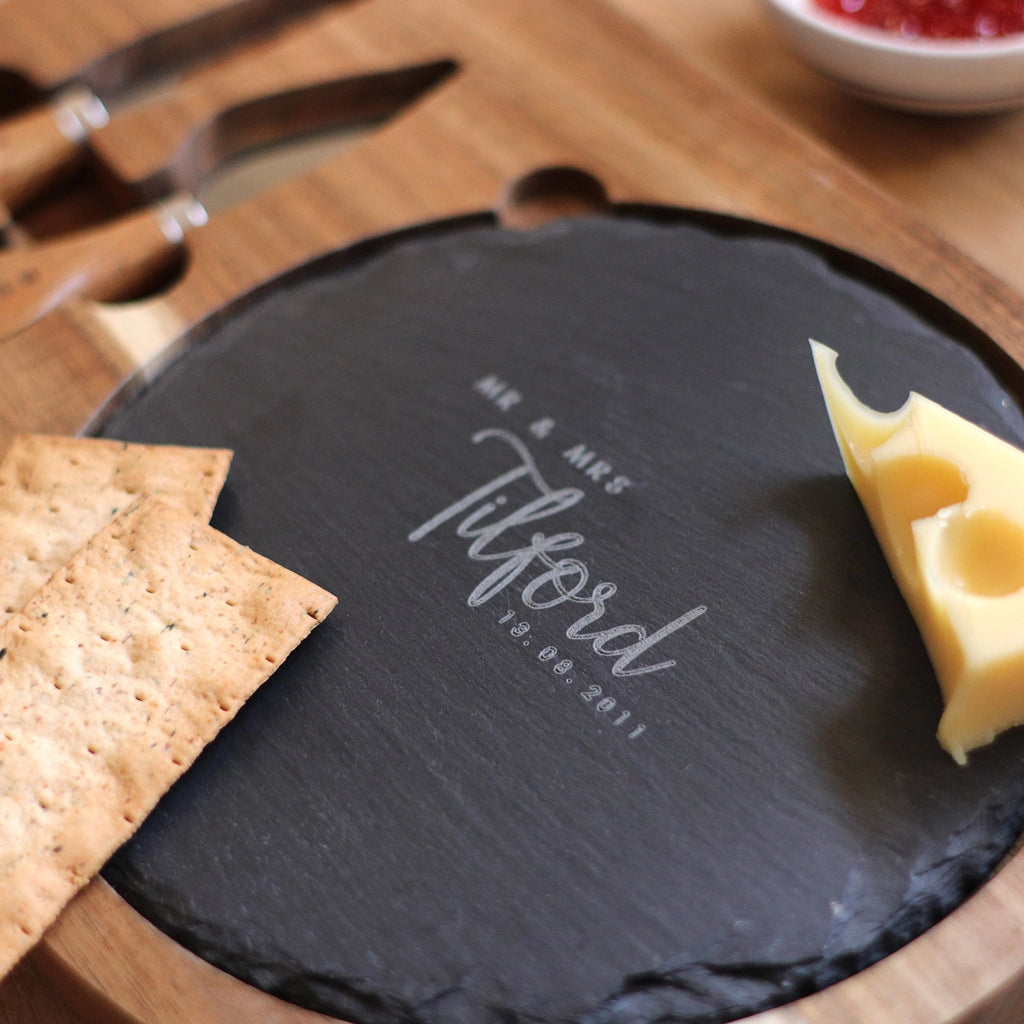 Personalised Cheeseboard Set – Slate & Cheese Knives