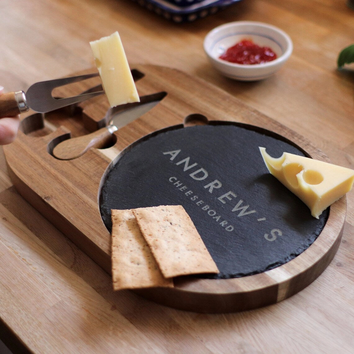 Personalised Cheeseboard Set – Slate & Cheese Knives