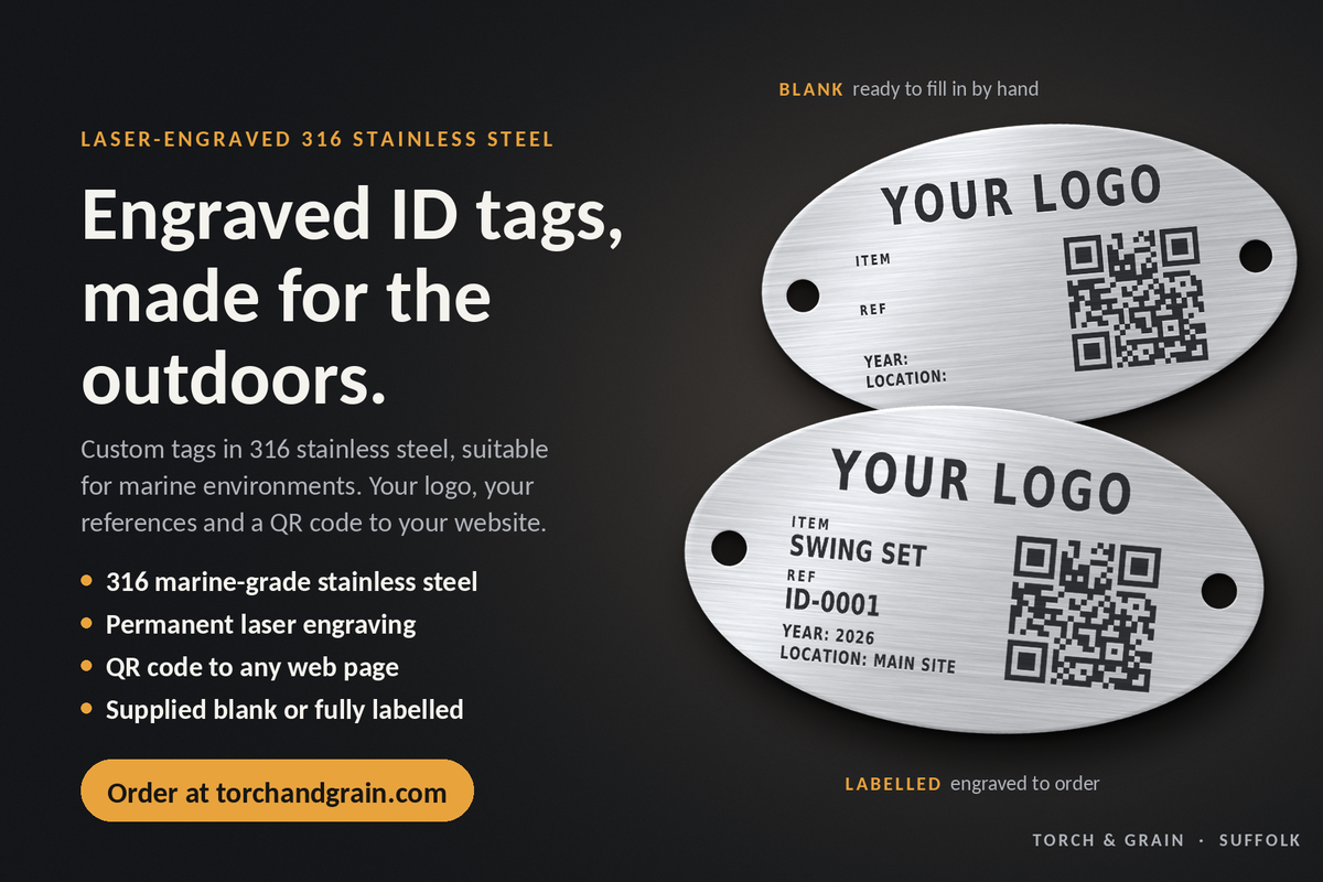 Engraved Stainless Steel ID Tag | 316 Marine Grade | Logo & QR Code