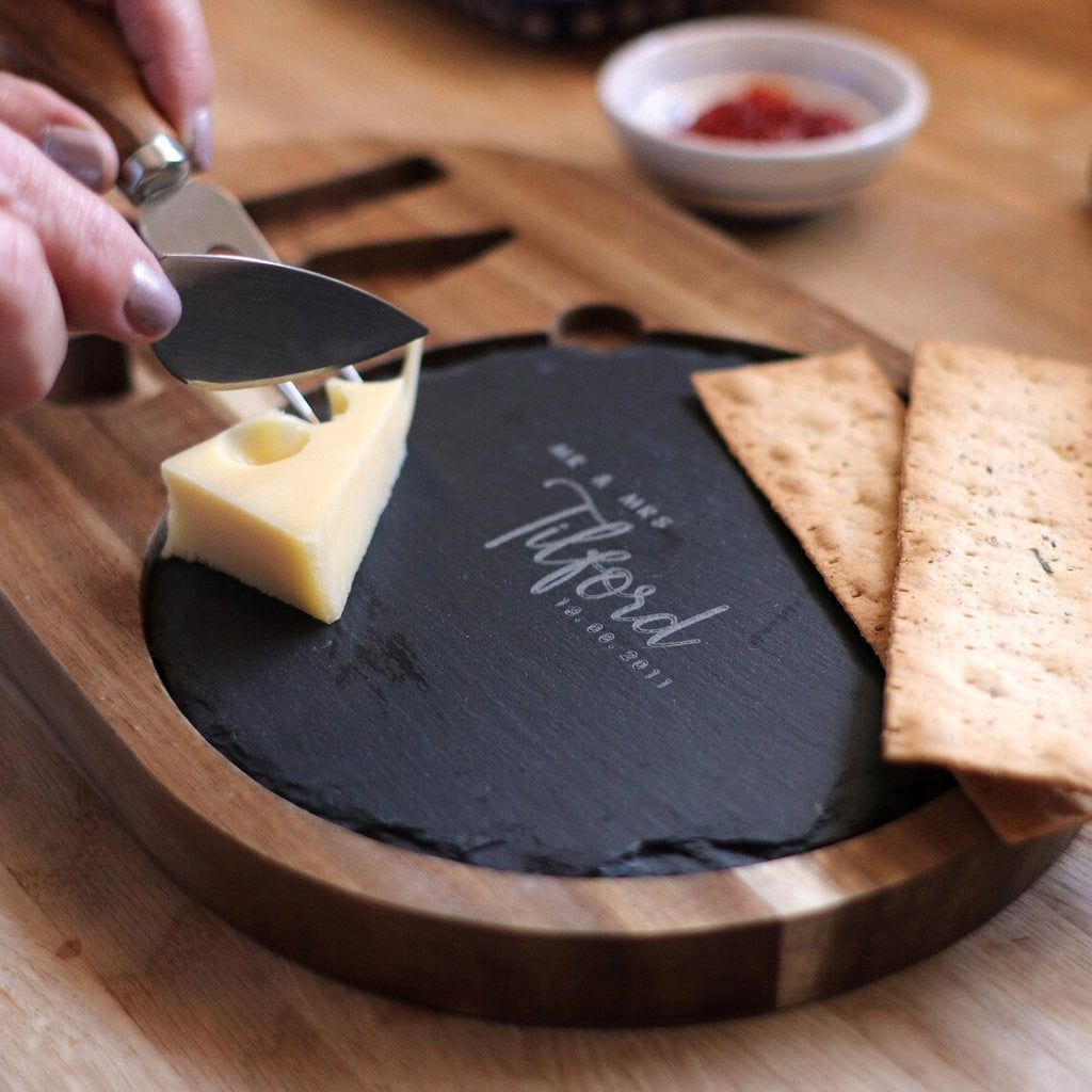 Personalised Cheeseboard Set – Slate & Cheese Knives