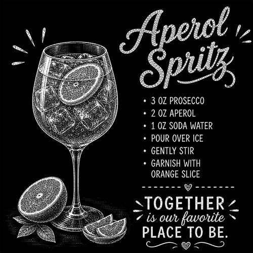 Aperol Spritz cocktail recipe slate coaster, laser engraved in Suffolk